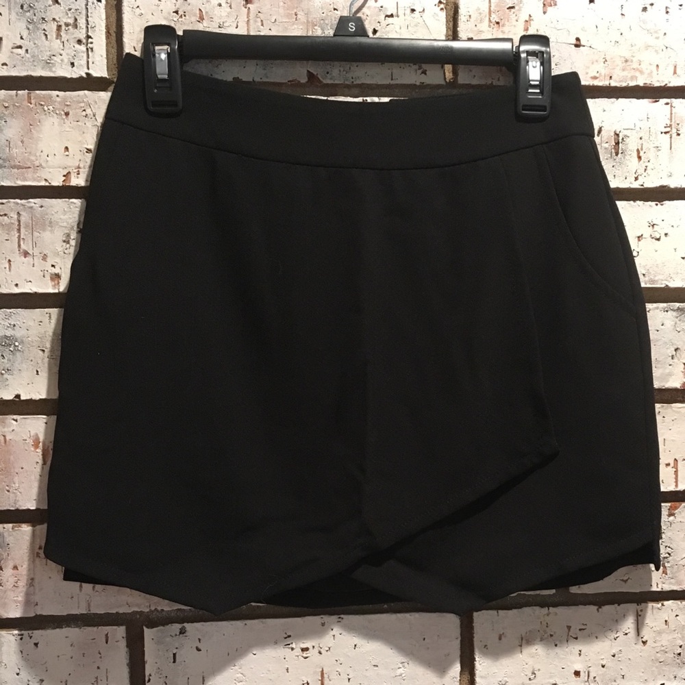 Draped Black Mini Skirt